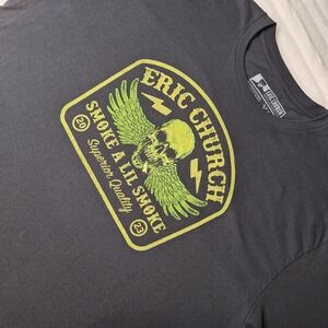 Eric Church Skull Wings Smoke A Lil Smoke Tshirt Mens XXL Black Band Music